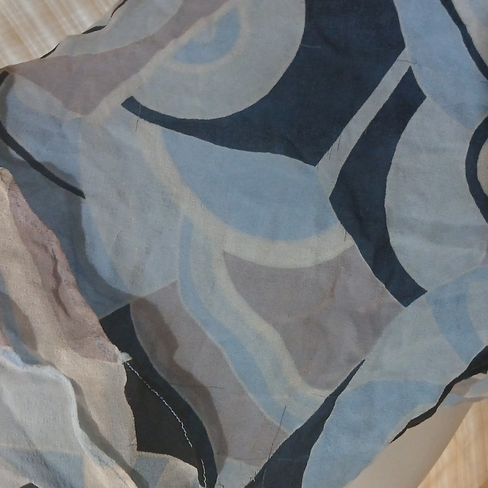 Vintage 90's -Express- Blue/Black & Grey 100% Silk Camisole- Scarf Not Included - Picture 7 of 9